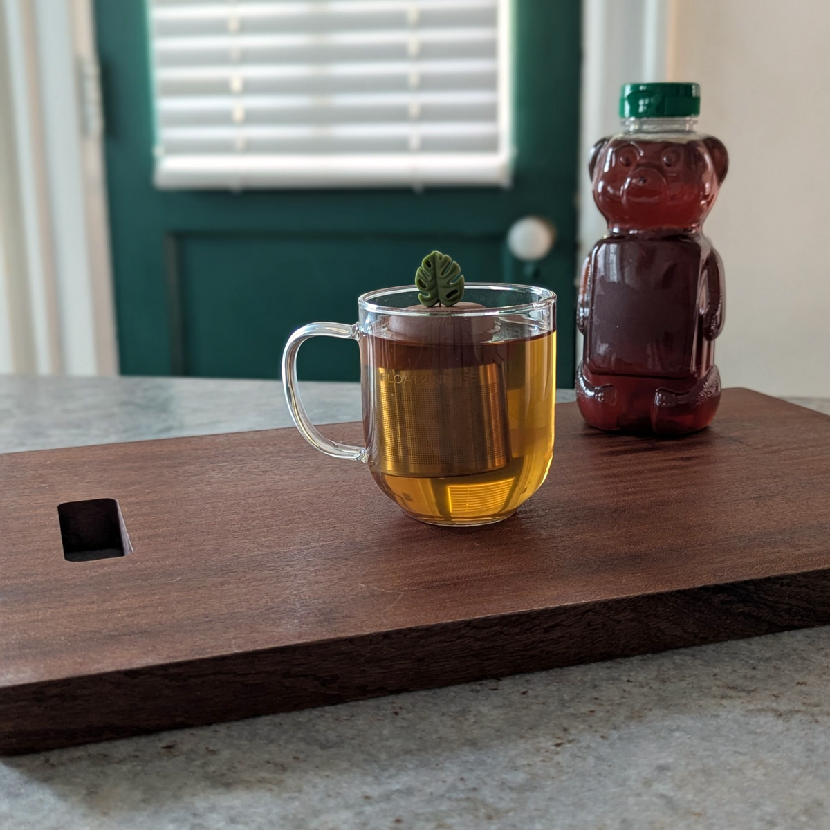 Floating Army Green Monstera Tea Infuser - Cute Tea Infuser for Loose Leaf Tea