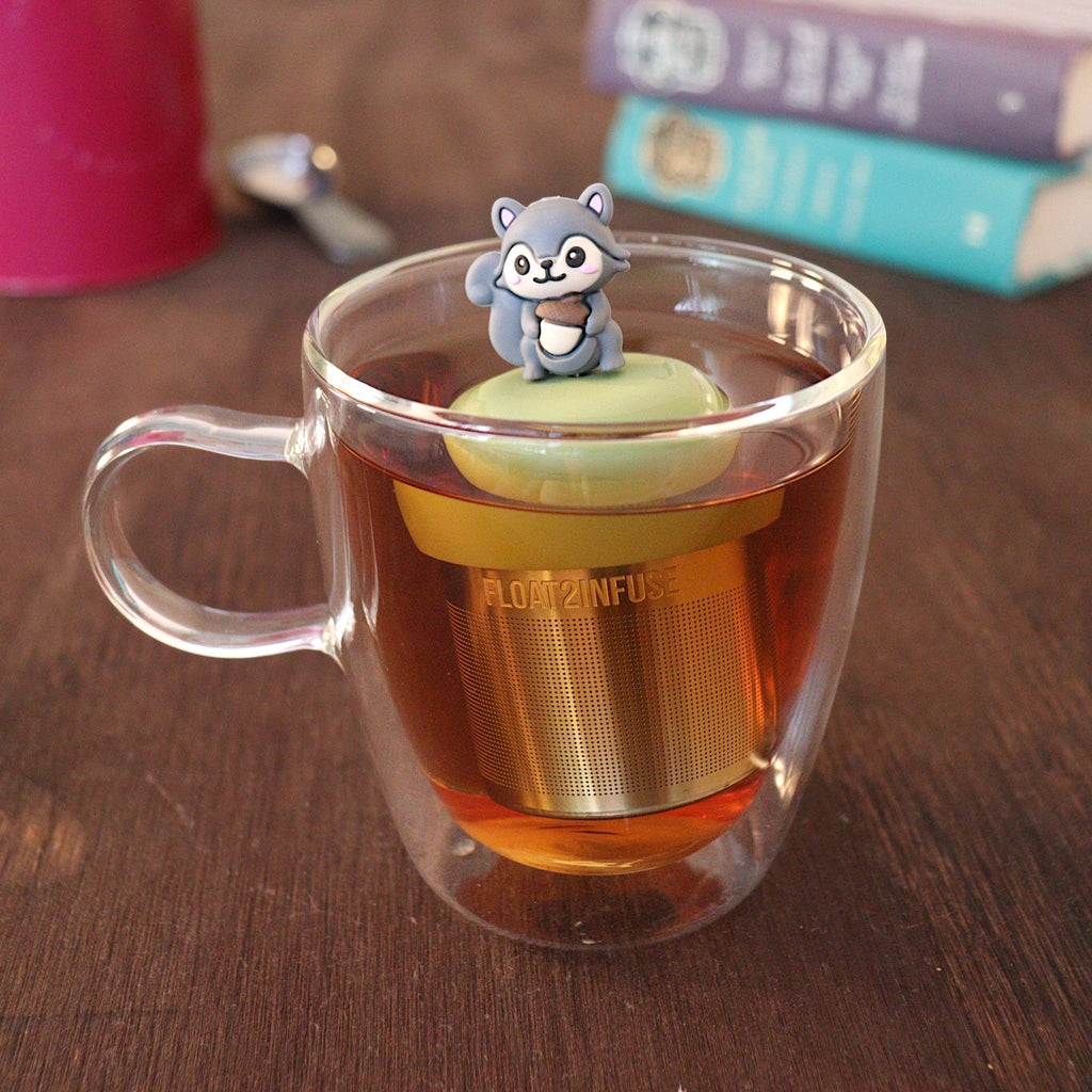 Floating 3D Grey Squirrel Tea Infuser - Cute Animal Tea Infuser for Loose Tea